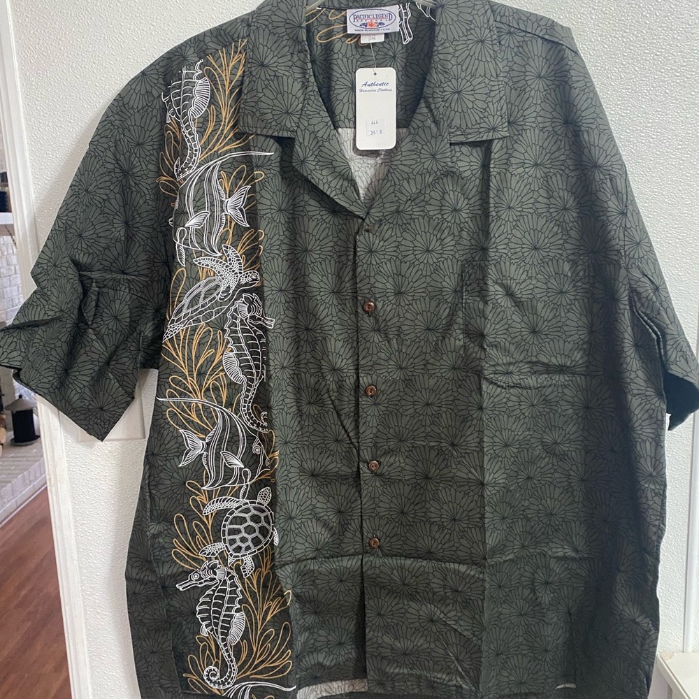 Grey  Hawaiian Shirt with Sea Life Design 3XL NWT
